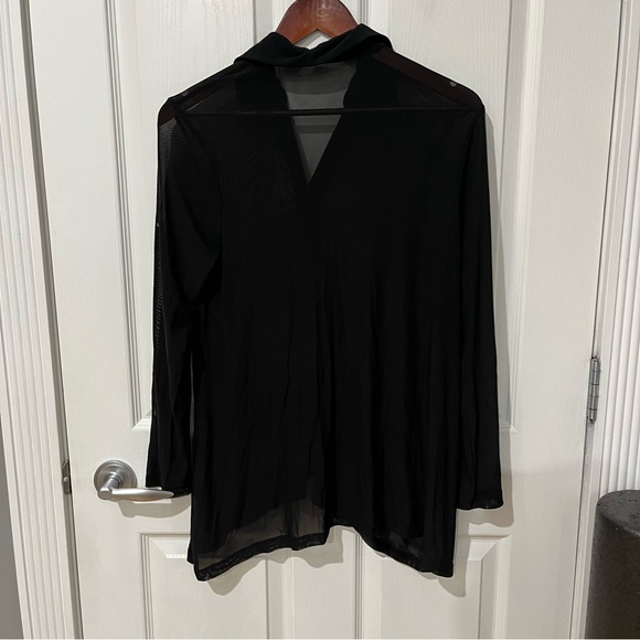 Red Coral black long sleeve sheer top size small - Picture 7 of 8